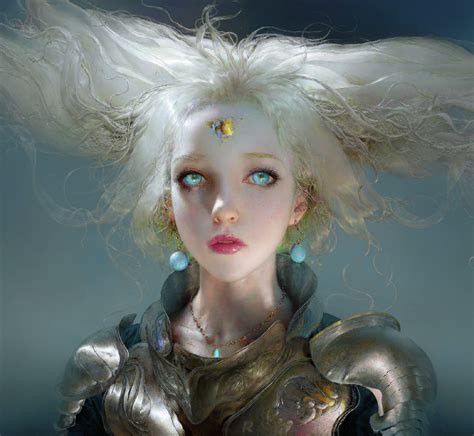 Wallpaper Artwork Women Blonde Warrior Blue Eyes Digital Art Armor Fantasy Art Digital