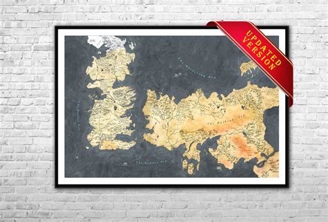Westeros Map And Essos Map Game Of Thrones Map Archival Etsy