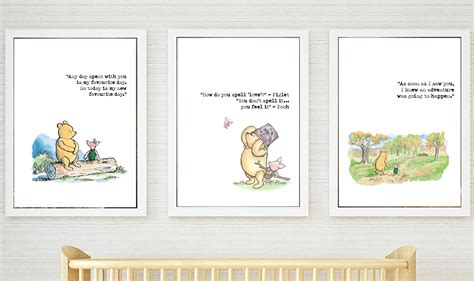 Classic Winnie The Pooh Nursery Prints Set Of 3 Winnie The Etsy
