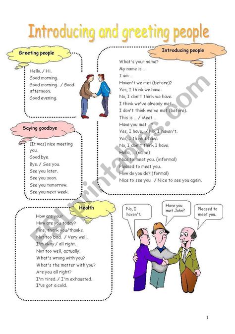 Introducing And Greeting People Esl Worksheet By Borna