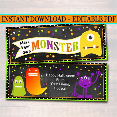 Make Your Own Monster Treat Bag Toppers Halloween Favor