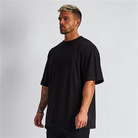 Mens Loose Oversized Fit Short Sleeve T Shirt With Dropped Shoulder