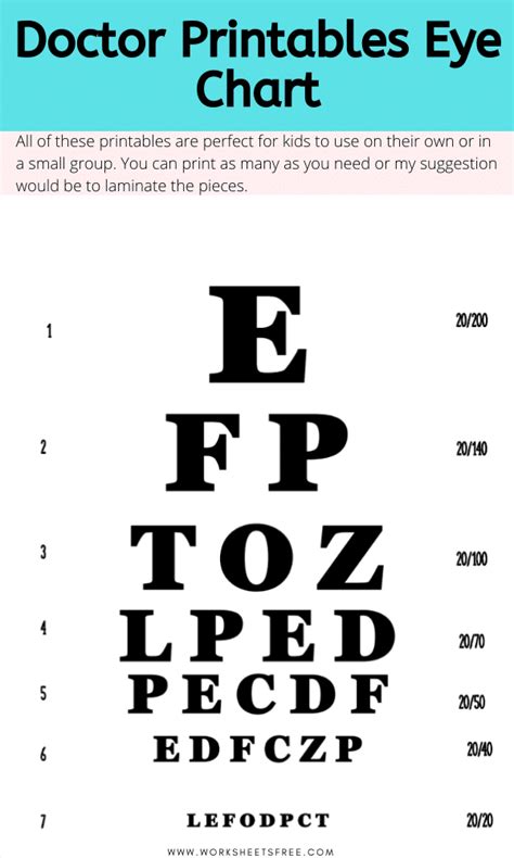 Doctor Printables Eye Chart Worksheets Worksheets Free Eye Chart