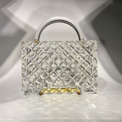 Clear Acrylic Quilted Top Handle Box Clutch Bag Handbags Clutch Bag