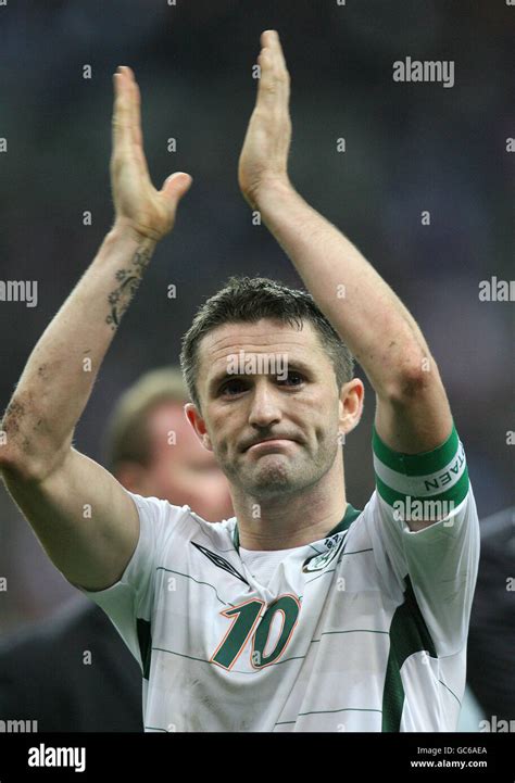 Republic Of Irelands Robbie Keane Salutes The Fans After The Fifa