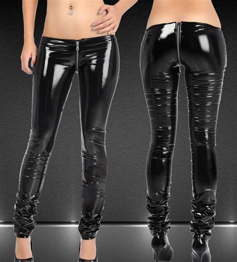 Women Leather Pants Sexy Women Faux Leather Pvc Skinny Shiny Zipper