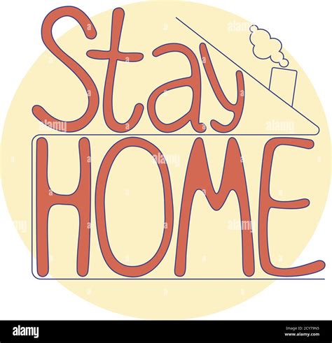 Lets Stay Home Card Hand Drawn Lettering Ink Illustration Modern