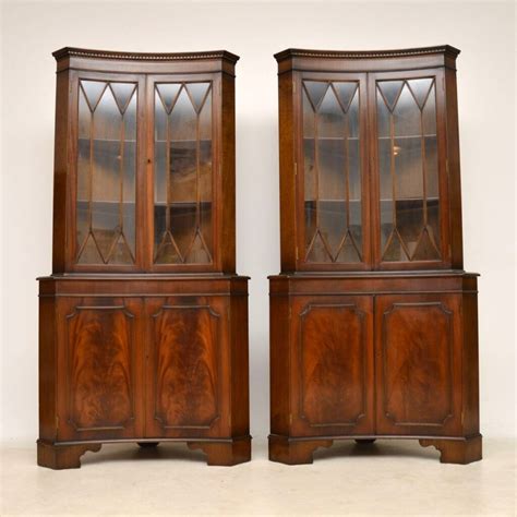 Pair Of Antique Georgian Style Mahogany Corner Cabinets Marylebone