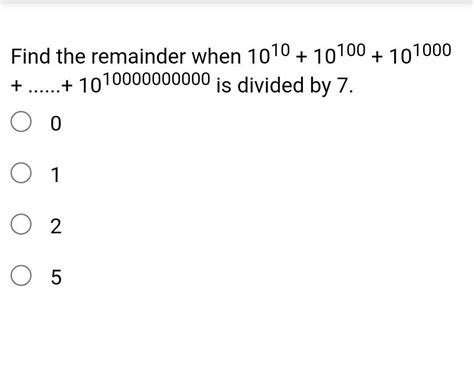 Find The Remainder When 1010 10100 101000 10