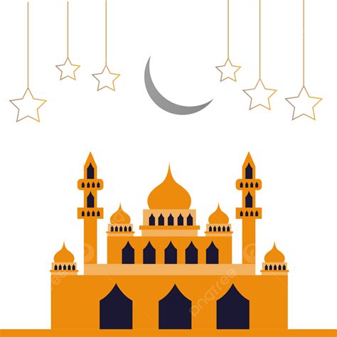 Gambar Ilustrasi Masjid Ramadhan Dengan Bulan Dan Bintang Transparan