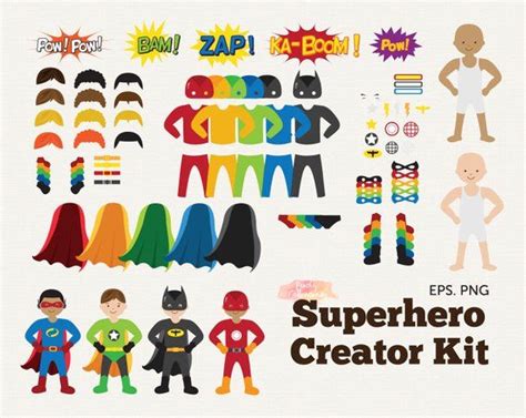 Buy 4 Get 50 Off Superhero Clip Art Creator Kit Build Your Etsy