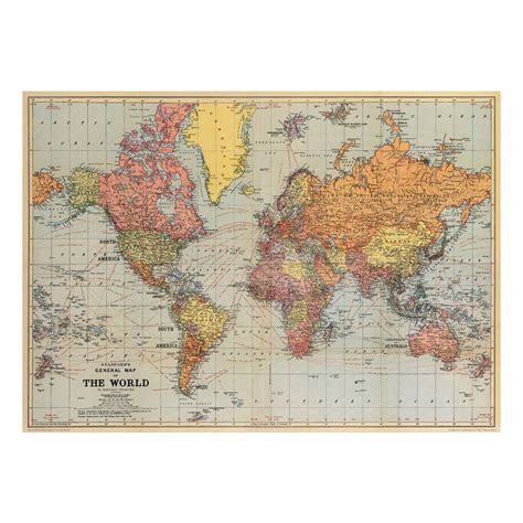 Stans Vintage World Map Poster Hanging Print Six Things