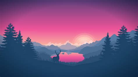 Pink Sunrise In The Mountains Minimal Landscape Wallpaper Backiee