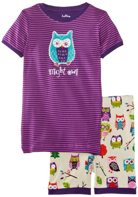 Hatley Girls Short Party Owls Night Owls Pyjama Set Multicoloured