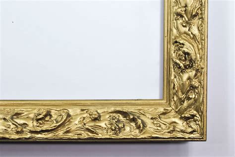 Antique Carved Wood Gold Gilt European Style Frame With Baroque Accent