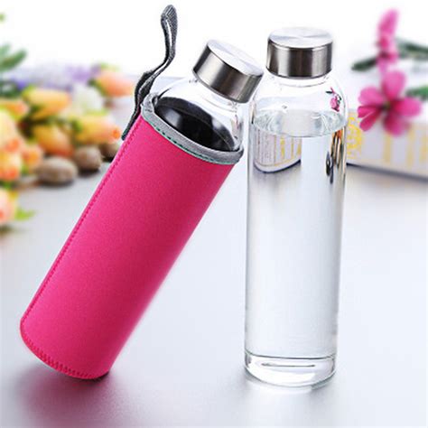 350ml 12oz Reusable Clear Glass Drinking Water Bottle With Cap China Reusable Clear Glass