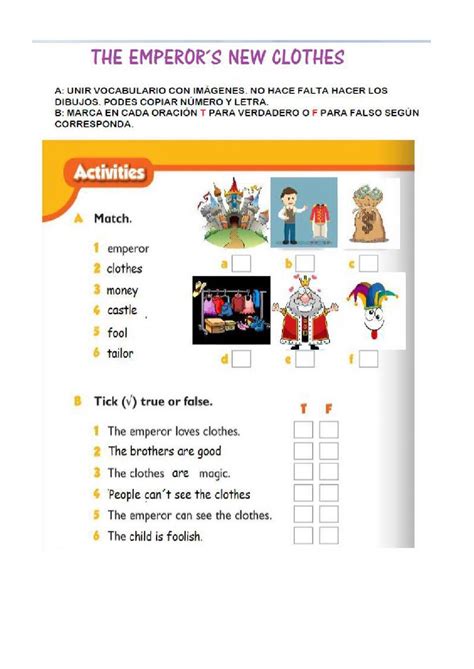 The Emperor S New Clothes Worksheet Live Worksheets