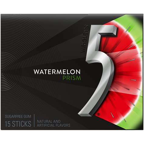 5 Gum Watermelon Prism Sugar Free Chewing Gum 15 Stick Pack