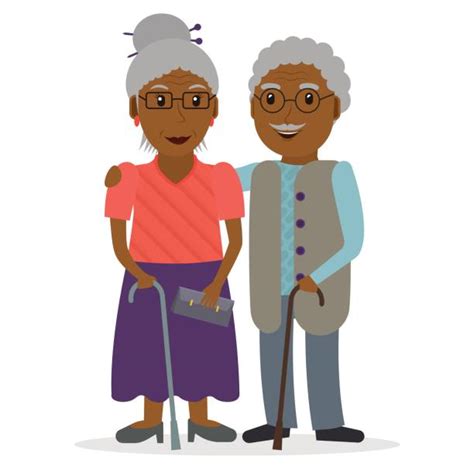 Happy Elderly Black Couple Cartoon Illustrations Royalty Free Vector
