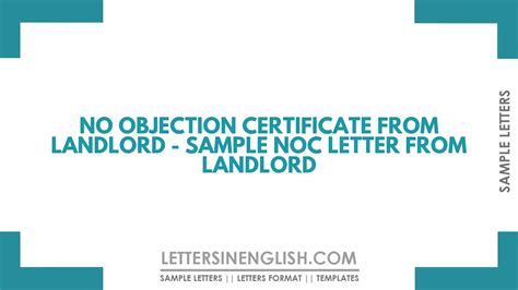 No Objection Certificate From Landlord Sample Noc Letter From