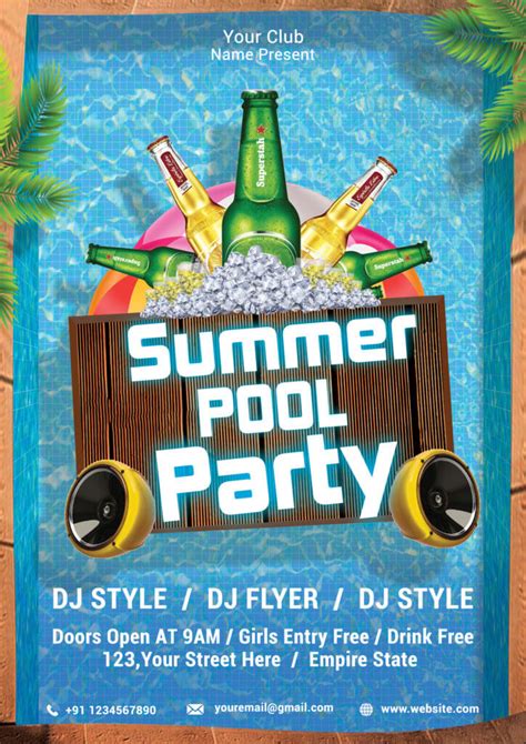 Pool Party Flyer Template Free Download Free Printable Templates