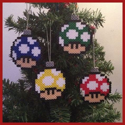 Perler Bead Super Mario Christmas Ornaments Nerdy Christmas Christmas