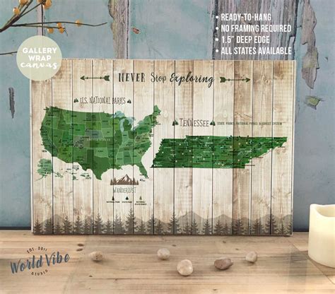 Tennessee Ts Tennessee State Park National Park Map Tn Etsy
