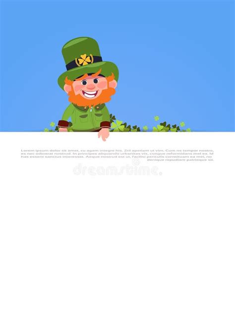 Cute Leprechaun Looking From White Template Banner St Patricks Day
