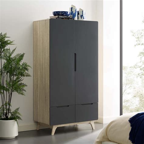 Origin Wood Wardrobe Cabinet In Natural Gray