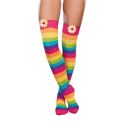 Dreamgirl Rainbow Daisy Thigh High Socks Adult Hosiery One Size