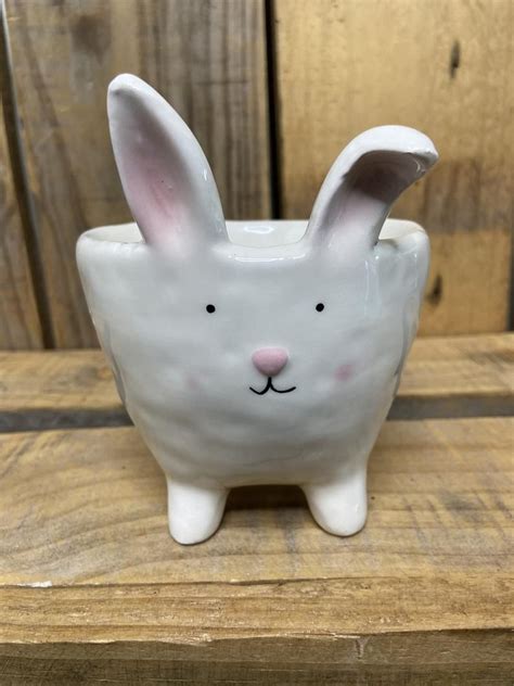 Last One White Rabbit Planter Quirky Pot Plant Easter Cute Etsy