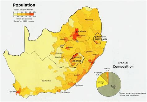 South Africa Population Density 1970 Mapa