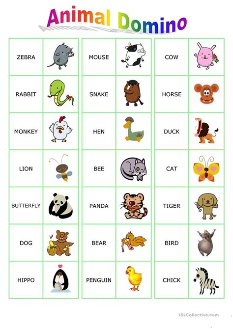 Animal Dominoes worksheet - Free ESL printable worksheets made by teachers