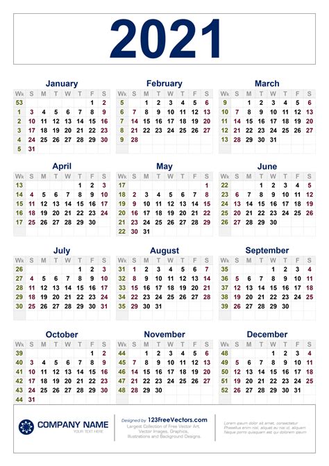 All calendars print in landscape mode (vs. 2021 Calendar With Week Numbers | Free 2021 Printable Calendars