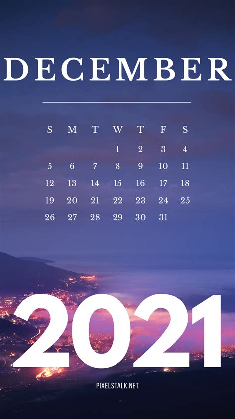 December 2021 Calendar Wallpapers Desktop And Mobile Version