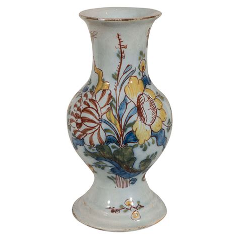 Rare Antique English Delft Polychrome Decorated Bud Vase At 1stdibs