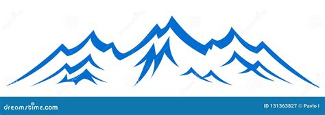 Mountain Ridge Silhouette With Many Peaks And Trees Vector