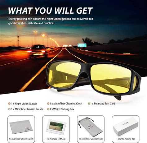 Buy Night Driving Glasses Fit Over Glasses For Men And Women Hd