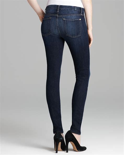 7 For All Mankind Jeans Mid Rise Skinny Slim Illusion In Seine River