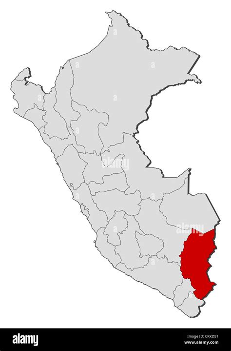 Political Map Of Peru With The Several Regions Where Puno Is