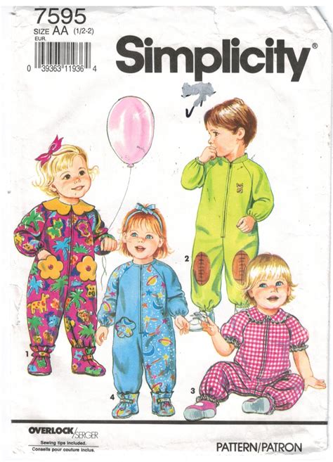 Simplicity Pattern 7595 Babies And Toddlers Knit Sleepers Size 12 2