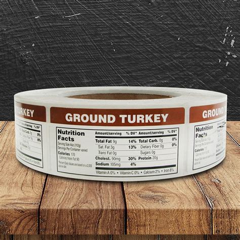Nutritional Ground Turkey Label 1000 Stickers