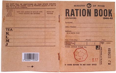 Replica Junior Ration Book From World War 2 Uk