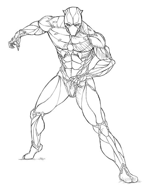 Coloring Pages Black Panther Superhero Marvel Free
