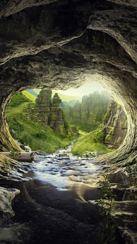Download Heaven Tunnel Cave River Water Current 720x1280 Wallpaper