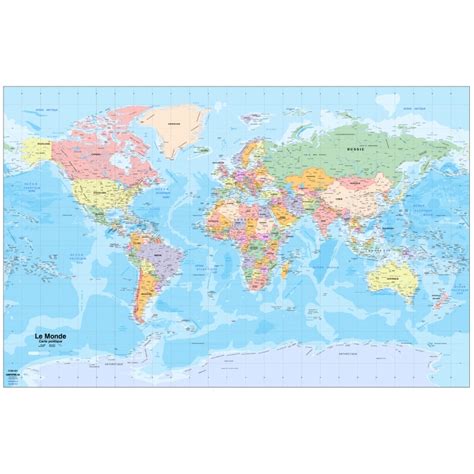 Political World Map Laminated Our Products Aux Quatre Points