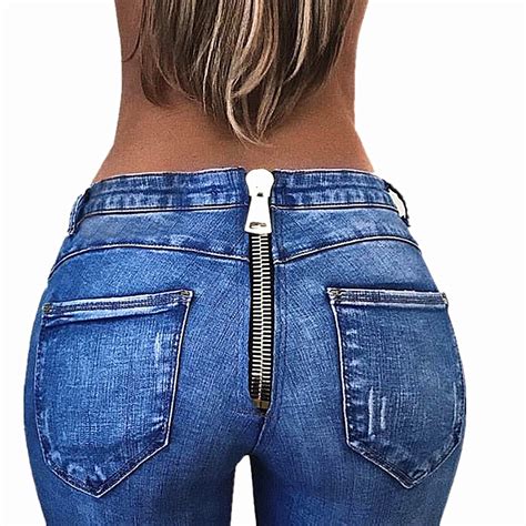 2020 Push Up Jeans For Women Zipper Back Jeans Pants Sexy Butt Lifter