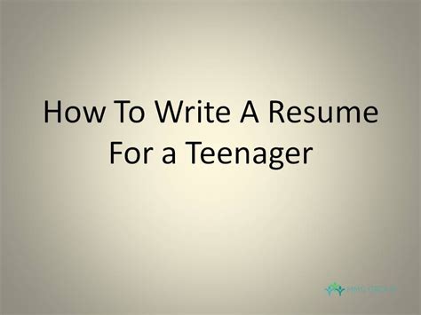 As experience might be lacking, having a couple of. How To Write a Resume For a Teenager | 4 Step Guide - YouTube