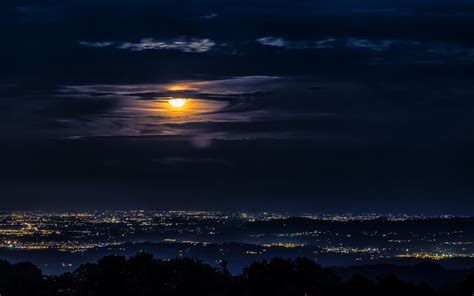 3840x2400 4k Moon Clouds Night City View Uhd 4k 3840x2400