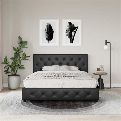 Dhp Dean Black Faux Leather Upholstered Full Bed With Storage De35693